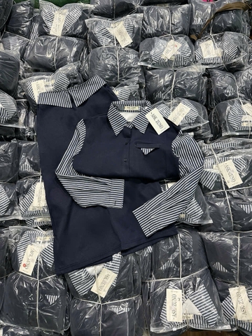 Set798-Set công sở xanh than phối kẻ vải umi