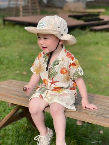 BT297- Bộ sơ mi Cam đũi tằm mix quần kaki trắng 2 cúc