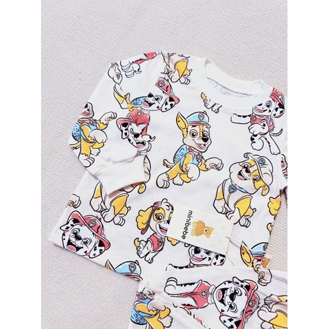 9-27kg Set 2 bộ thun díp dài tay bé trai in hình cún cứu hộ đỏ be-CB159