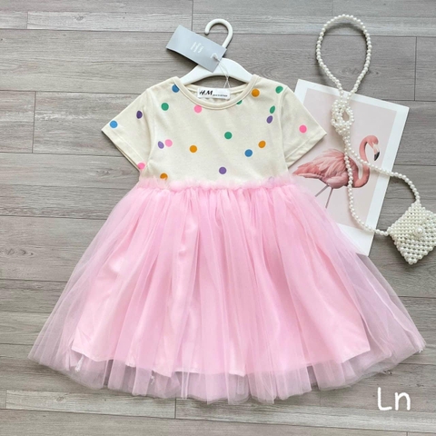 DAMKID010- Đầm tutu bồng màu hồng phối bi -đầm thiết kế