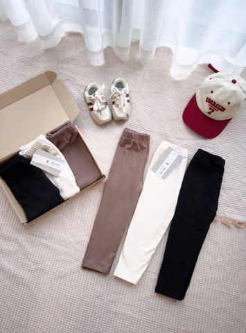 cb406- Combo 3 quần leggng zip lông bé gái tông nâu
