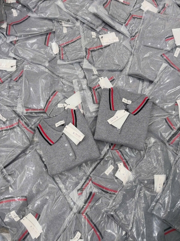 A52-Áo len dệt kim Quảng Châu cộc tay xám cổ bẻ