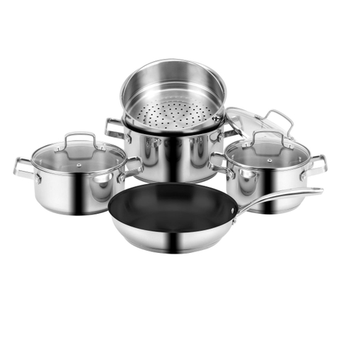 Bộ Nồi Chảo EUROSUN MC1702-Harmony Cao Cấp 8 Món, INOX SUS304 3 Lớp Bộ Nồi Chảo EUROSUN MC1702-Harmony Cao Cấp 8 Món, INOX SUS304 3 Lớp
