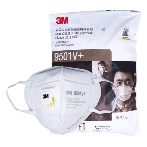 Khẩu Trang 3M 9501V+ Tiêu Chuẩn KN95 Có Van - Hàng Chính Hãng 3M Khẩu Trang 3M 9501V+ Tiêu Chuẩn KN95 Có Van - Hàng Chính Hãng 3M