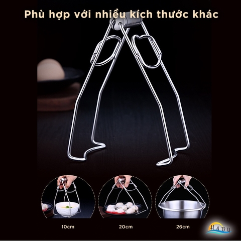Kẹp Gắp Bát Đĩa Nóng Inox 304 SSGP, Dụng Cụ Chống Bỏng, Tay Cầm Chắc Chắn, Dài 18cm, Đạt Chất Lượng LFGB Đức