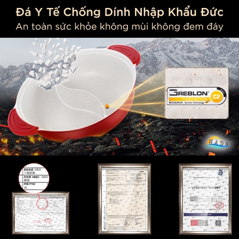 Nồi Lẩu 2 Ngăn Bếp Từ Cao Cấp Đa Năng Chống Dính 30cm Đạt Chất Lượng LFGB Đức SSGP