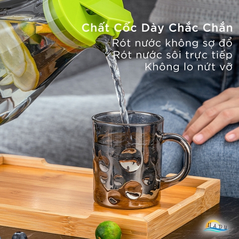 Cốc Thủy Tinh Chịu Nhiệt CCKO Họa Tiết Chấm Bi, 240ml, Kiểu Dáng Sang Trọng, Trong Suốt