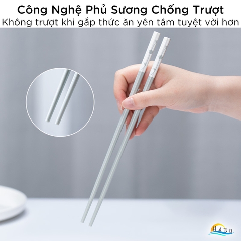 Bộ 5 Đôi Đũa Sợi Thủy Tinh HADU Chống Mốc, Kháng Khuẩn, Chống Trơn, Dài 24.3cm