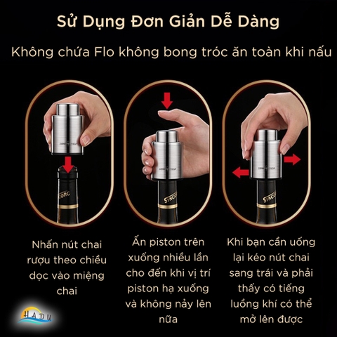Nút Hút Chân Không Rượu Vang SSGP, Inox 304, Có Vạch Ngày, Cho Vang & Sâm Panh, Đạt Chất Lượng LFGB Đức