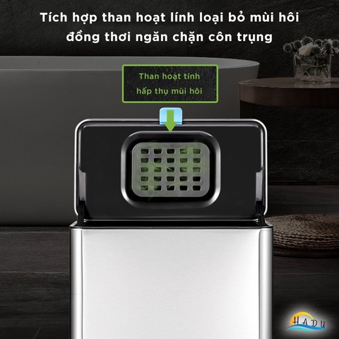 Thùng Rác Treo Tủ Bếp CCKO 3L 6L, Khử Mùi Than Hoạt Tính, Vỏ Inox, Nhiều Màu