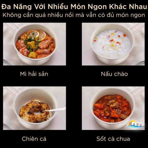 Nồi Chống Dính Gốm Cao Cấp 16cm – Không PFOA, Dẫn Nhiệt Đều, Nắp Thủy Tinh Trong Suốt, Dung Tích 1290ml SSGP