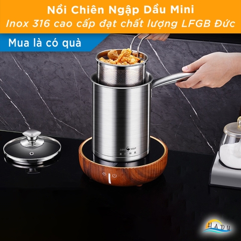 Nồi Chiên Ngập Dầu Mini Bếp Từ SSGP, 2.4L, Inox 316L, Kèm Rổ Lưới Lọc Dầu, Đạt Chất Lượng LFGB Đức