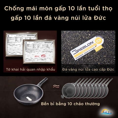 Chảo Đá Núi Lửa Bếp Từ SSGP 30cm, Chịu Nhiệt 460°C, Lòng Sâu 9.5cm, Đạt Chất Lượng LFGB Đức