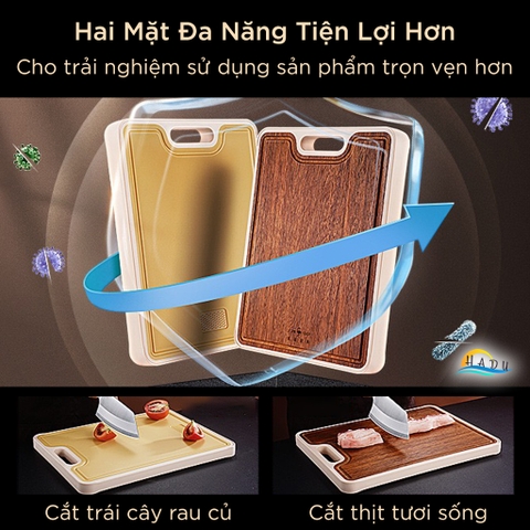 Thớt Gỗ Đàn Hương 2 Mặt SSGP, Kèm Chỗ Mài Gừng Tỏi, Chống Mốc, Đạt Chất Lượng LFGB Đức