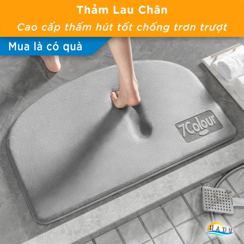 Thảm Lau Chân Siêu Thấm Hút HADU, Lông Cừu San Hô, Chống Trượt, Mềm Mại, 40x60cm
