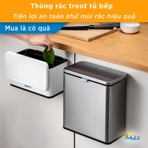 Thùng Rác Treo Tủ Bếp CCKO 3L 6L, Khử Mùi Than Hoạt Tính, Vỏ Inox, Nhiều Màu