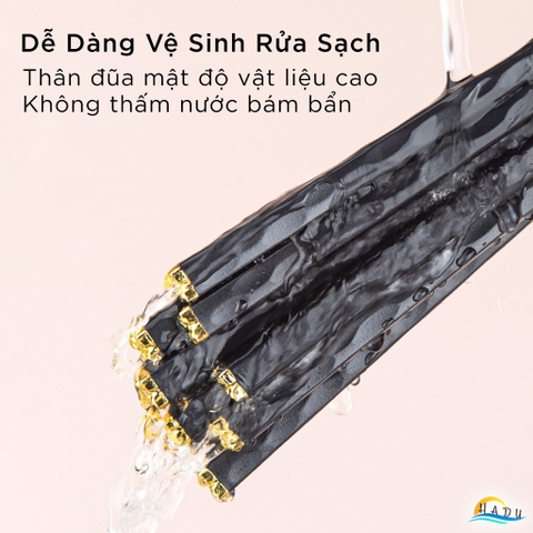 Bộ 5 Đôi Đũa Sợi Thủy Tinh HADU Họa Tiết Hoa Lấp Lánh, Chống Trơn, Chịu Nhiệt, 24.3cm