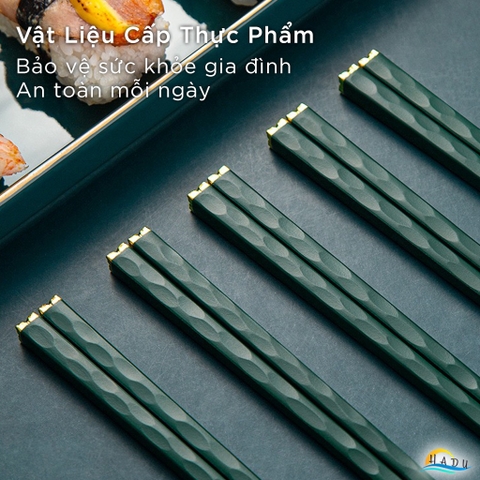 Bộ 5 Đôi Đũa Sợi Thủy Tinh HADU Họa Tiết Hoa Lấp Lánh, Chống Trơn, Chịu Nhiệt, 24.3cm