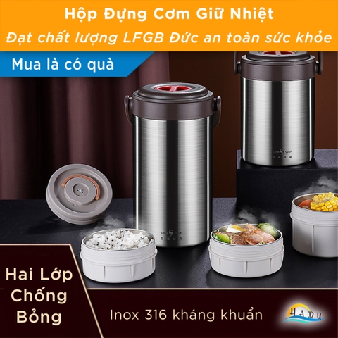 Hộp Cơm Giữ Nhiệt 10 Lớp SSGP, Lõi Inox 316L, Giữ Nóng 6 Giờ, Đạt Chất Lượng LFGB Đức