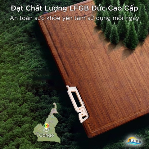 Thớt Gỗ Lim Đỏ SSGP Kiểu Nhật, Chống Mốc, Kháng Khuẩn Tự Nhiên, Đạt Chất Lượng LFGB Đức