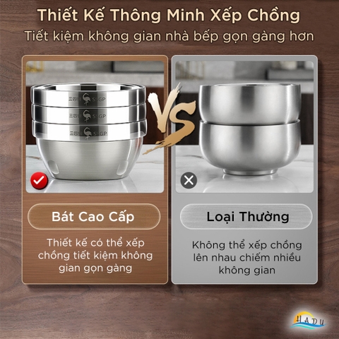 Bát Ăn Cơm Inox 304 SSGP 2 Lớp Cách Nhiệt 12cm (400ml), Đạt Chất Lượng LFGB Đức