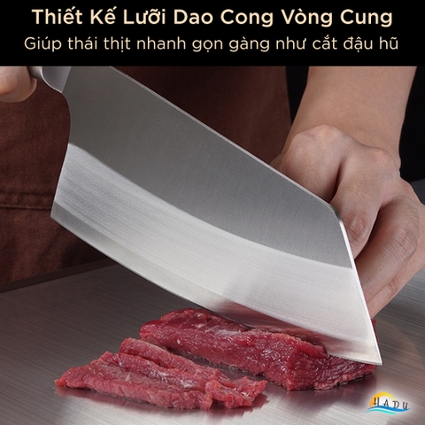 Dao Thái Thịt SSGP, Thép Đức 1.4116, Cán Gỗ Mun, Dài 31cm, Đạt Chất Lượng LFGB Đức