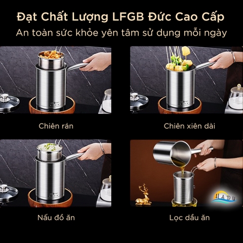 Nồi Chiên Ngập Dầu Mini Bếp Từ SSGP, 2.4L, Inox 316L, Kèm Rổ Lưới Lọc Dầu, Đạt Chất Lượng LFGB Đức