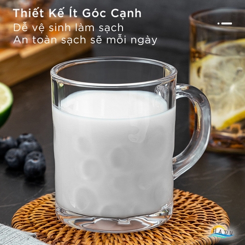 Cốc Thủy Tinh Chịu Nhiệt CCKO Họa Tiết Chấm Bi, 240ml, Kiểu Dáng Sang Trọng, Trong Suốt