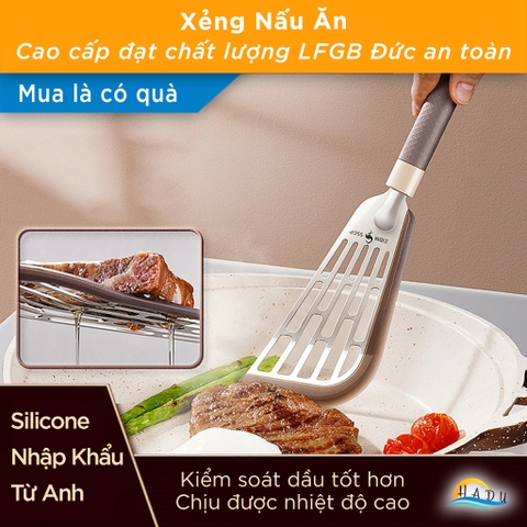 Xẻng Lật Lọc Dầu Silicone SSGP, Chịu Nhiệt, Không Trầy Xước Nồi, Đạt Chất Lượng LFGB Đức