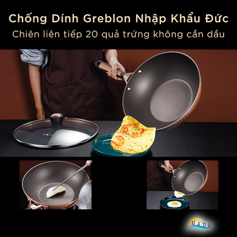 Chảo Chống Dính Lòng Sâu Bếp Từ SSGP 32cm, Phủ Greblon, Kèm Nắp Kính, Đạt Chất Lượng LFGB Đức