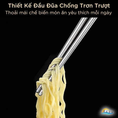Đũa Nấu Ăn Inox 316L SSGP Dài 36cm, Cách Nhiệt, Chống Trơn, Đạt Chất Lượng LFGB Đức
