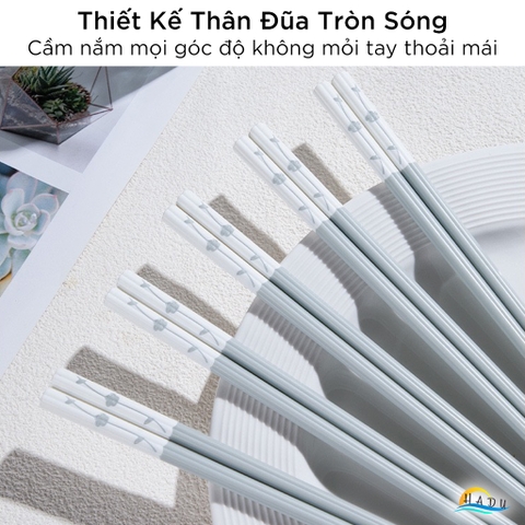 Bộ 5 Đôi Đũa Sợi Thủy Tinh HADU Chống Mốc, Kháng Khuẩn, Chống Trơn, Dài 24.3cm