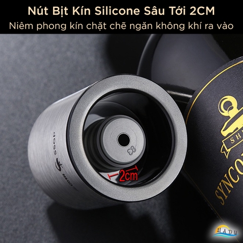Nút Hút Chân Không Rượu Vang SSGP, Inox 304, Có Vạch Ngày, Cho Vang & Sâm Panh, Đạt Chất Lượng LFGB Đức