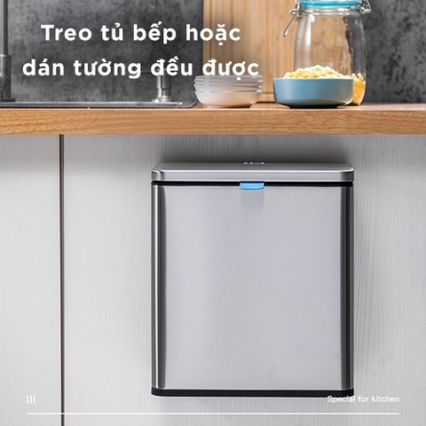 Thùng Rác Treo Tủ Bếp CCKO 3L 6L, Khử Mùi Than Hoạt Tính, Vỏ Inox, Nhiều Màu