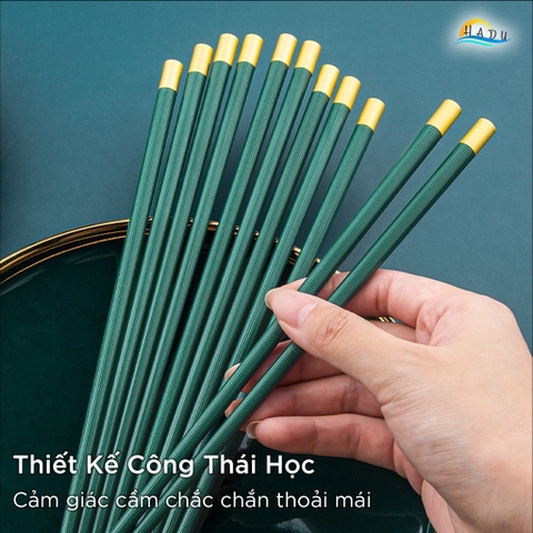 Bộ 5 Đôi Đũa Sợi Thủy Tinh HADU Kháng Khuẩn, Chịu Nhiệt, Chống Trượt, 24.3cm