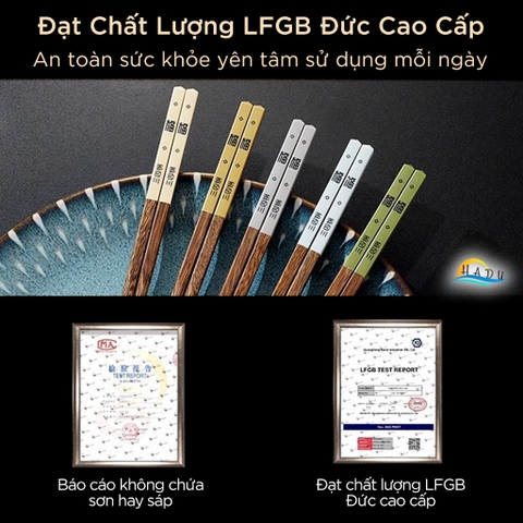 Bộ 5 Đôi Đũa Gỗ Cánh Gà SSGP, Chống Mốc, Chống Trơn, Dài 24cm, Không Sơn, Đạt Chất Lượng LFGB Đức