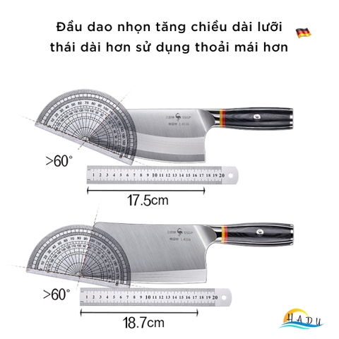 Dao Chặt Xương SSGP Thép Đức 1.4116, Độ Cứng 58HRC, Cán Gỗ, Đạt Chất Lượng LFGB Đức