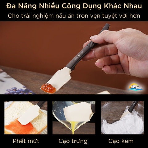 Cây Vét Bột Silicone Đa Năng SSGP, Có Giá Đỡ, Màu Đen, Đạt Chất Lượng LFGB Đức