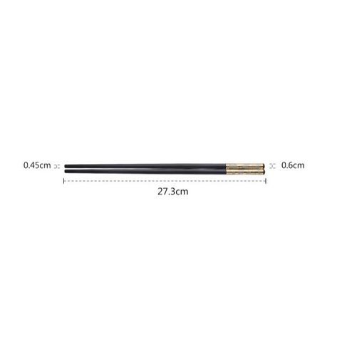 Bộ 10 Đôi Đũa Hợp Kim HADU Kiểu Nhà Hàng, Kháng Khuẩn, Chống Trơn, 27.3cm, Vàng Bạc