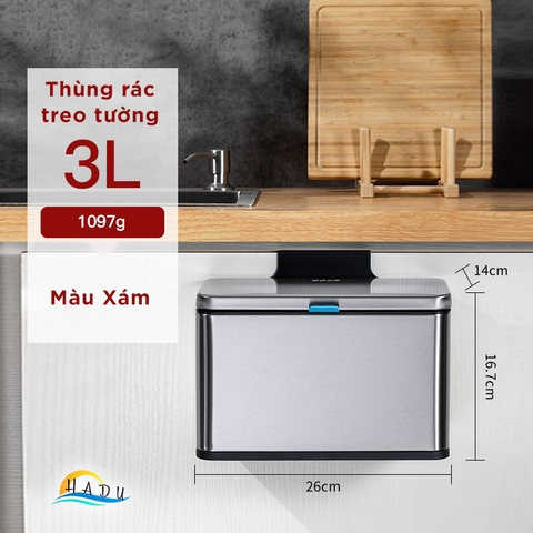 Thùng Rác Treo Tủ Bếp CCKO 3L 6L, Khử Mùi Than Hoạt Tính, Vỏ Inox, Nhiều Màu