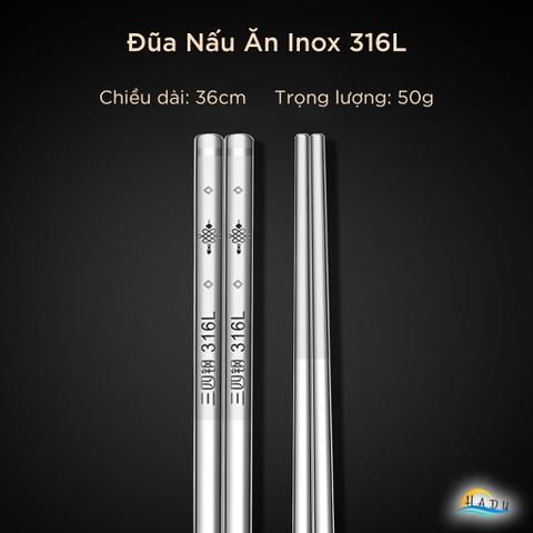 Đũa Nấu Ăn Inox 316L SSGP Dài 36cm, Cách Nhiệt, Chống Trơn, Đạt Chất Lượng LFGB Đức