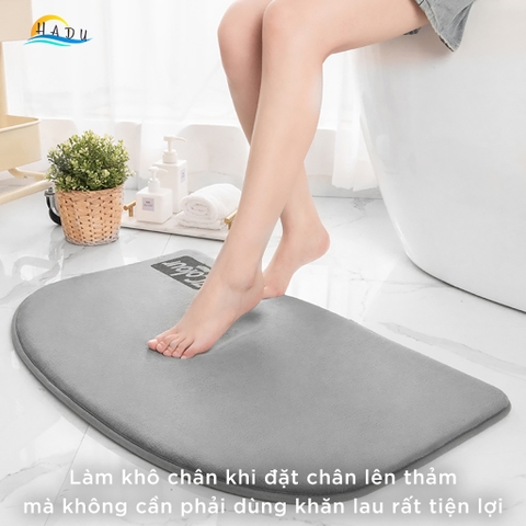 Thảm Lau Chân Siêu Thấm Hút HADU, Lông Cừu San Hô, Chống Trượt, Mềm Mại, 40x60cm