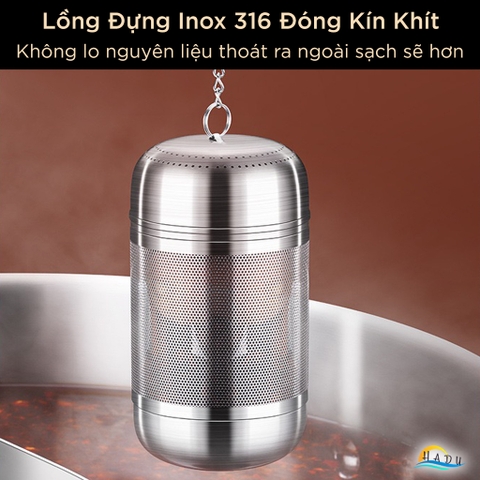 Dụng Cụ Lọc Gia Vị và Trà SSGP, Inox 316L, Nắp Xoáy, Kèm Móc Treo, Đạt Chất Lượng LFGB Đức