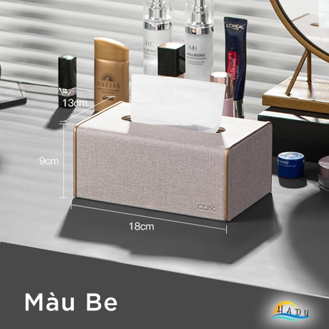 Hộp Đựng Khăn Giấy Bọc Da CCKO, Để Bàn Sang Trọng, Đáy Nam Châm, Nhiều Màu