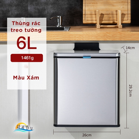 Thùng Rác Treo Tủ Bếp CCKO 3L 6L, Khử Mùi Than Hoạt Tính, Vỏ Inox, Nhiều Màu