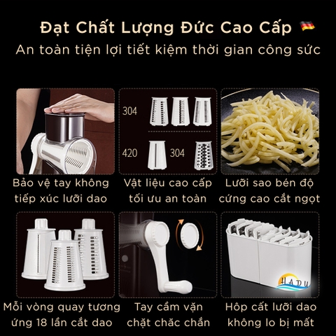 Bộ Dụng Cụ Bào Nạo Rau Củ Đa Năng, Lưỡi Dao Inox 304, Đáy Hút Chắc Chắn, Tiết Kiệm Thời Gian, Dễ Sử Dụng SSGP