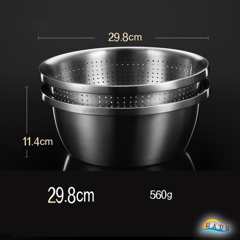 Bộ Rổ và Chậu Inox 304 SSGP, Đa Năng Rửa Rau Củ, Xếp Chồng Gọn, Nhiều Size, Đạt Chất Lượng LFGB Đức