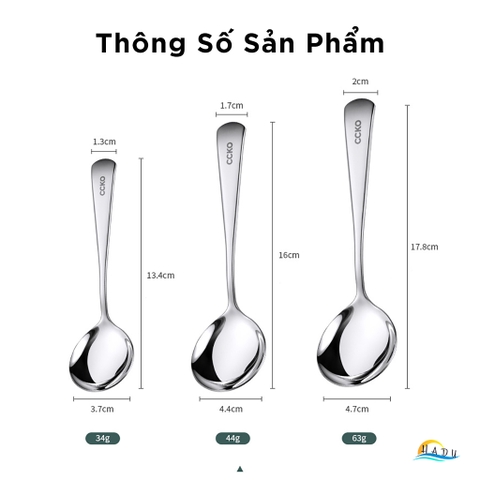 Thìa Inox 304 Cao Cấp - Đúc Nguyên Khối, Bền Bỉ, An Toàn Cho Sức Khỏe, Thiết Kế Sang Trọng CCKO