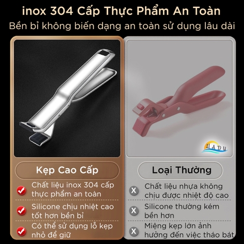 Kẹp Gắp Đồ Nóng SSGP Inox 304, Đầu Silicone Chống Trượt, Đạt Chất Lượng LFGB Đức