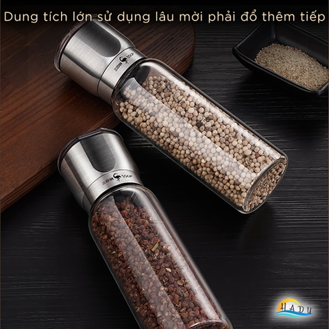 Cối Lọ Xay Tiêu Cầm Tay Thủy Tinh Inox Cao Cấp Đạt Chất Lượng Đức SSGP